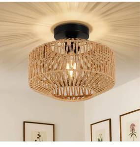 lot 628 image: Jobtical Boho Light Fixtures Ceiling Mount,Mini Rattan Chandelier Light Fixture
