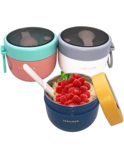 lot 636 image: Piscepio Overnight Oat Containers with Lids and Reusable Plastic Spoons,17oz Portable