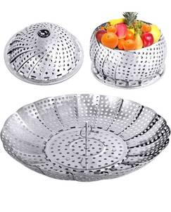 lot 651 image: Vegetable Folding Steamer Basket , Metal Stainless Steel Steamer Basket Insert