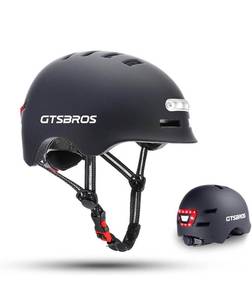 lot 652 image: LARGE- GTSBROS Adult Bike Helmet with Light - Front and Rear LED Lights - Men Women Urban Bicycle Helmets