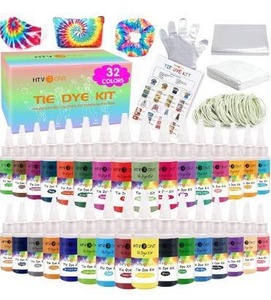 lot 658 image: HTVRONT Tie Dye Kit - 32 Vibrant Colors Pre-Filled Bottles Tyedyedye Kit, Permanent Non-Toxic