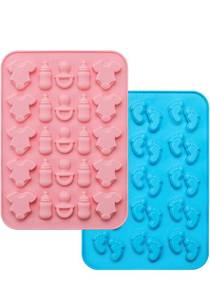 lot 663 image: Webake Baby Feet Mold Baby Onesie Baby Bottle Pacifier Molds, Bite Size Silicone Chocolate Candy Molds