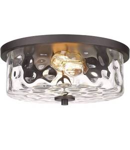 lot 676 image: Odeums Indoor Flush Mount Lights, 2-Lights Interior Exterior Ceiling Lights Fixture, Antique Bronze
