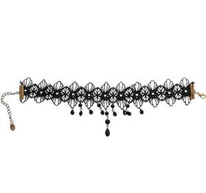 lot 685 image: Gothic Lace Choker Black Crystal Pendant Necklace Chains Punk Halloween Party Custume Jewelry for Women and Girls