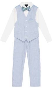 lot 690 image: size 5 Tommy Hilfiger Boys 4-Piece Formal Suit Vest Set, Includes Dress Shirt, Dress Pants, Vest