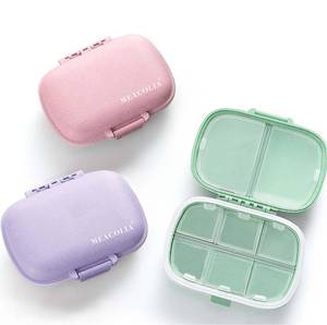 lot 691 image: MEACOLIA 3 Pack 8 Compartments Travel Pill Organizer, Daily Pill Case Small Pill Box for Pocket Purse, Portable Pill Container Medicine Vitamin Organizer (Purple, Green, Pink)