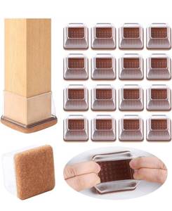 lot 697 image: 24 PCS Extra Large Square Chair Leg Floor Protectors with Felt, Chair Leg Caps, Floor Protectors for Chairs, Felt Chair Pads, Chair Leg Cups Covers, Bar Stool Leg Protectors (Fit 1.45-2, Clear)