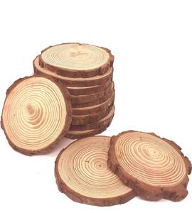 lot 704 image: 12 Pcs 4.4-4.7 Unfinished Wood Slices Circles with Bark for Coasters DIY Crafts