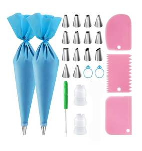 lot 710 image: firstake Piping Bags Reusable - 2 Piping Bags and 10 Tips Set, 12 inch SBags