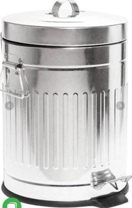 lot 713 image: BINO Round Step Trash Can with Lids, Stainless Steel Small Garbage Can For Home, Office, Bathroom, Kitchen with Non-Slip Stepper, Galvanized Steel (1.3 Gallon5 Liter)