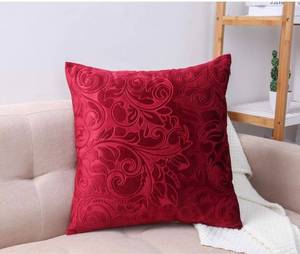 lot 717 image: TangDepot Heavy Velvet Embossing Throw Pillow Cover, Classis Floral Anaglyph Velvet Fabric, Decorative Pillow Cover, IndoorOutdoor Pillows Shell, Cushion Cover - (12 x 12, C07 Deep Red)