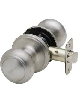 lot 723 image: Satin Stainless Door Knobs - Round Colonial Knob, 1 Pack, Interior Passage Handle Perfect for Home Improvement