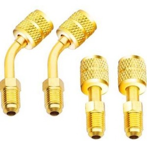 lot 726 image: Zoizocp R410A Adapter 516 inches SAE Female to 14 inches SAE Male Flare for Air Conditioners HVAC, 2 Straight Adapter  2 Angled Adapter