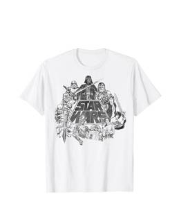 lot 729 image: Star Wars Classic Characters Cast Line Art Vintage Disney T-Shirt. XL