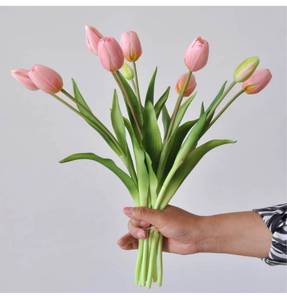 lot 741 image: Aoivrb10PCS 16inch Artificial Tulip Flowers Real Touch Tulips Plastic Flower Fake Bouquet
