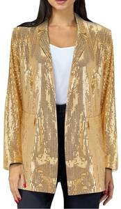 lot 757 image: Wdgfv Blazer Jackets For Women, Sequin Jackets Long Sleeve Open Front Glitter Cropped Blazer Coat Shiny Short Party Outfits size 2 XL