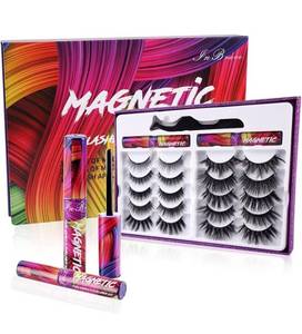 lot 761 image: Magnetic Lashes Kit, Reusable 3D 5D Magnetic Eyelashes Set with 2 Dazzling colors Magnetic Eyeliner and Tweezer, Mink False Eyelashes Natural Look, No Glue Needed