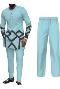 lot 765 image: Size Large UOUNUT African Clothes for Men Sets Dashiki Outfits Slim Fit Long Sleeve African Mens Clothing Casual African Tracksuits RETAILS $76