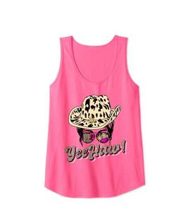 lot 766 image: sizeXL Womens Yee haw howdy pink cowgirl tee. Yeehaw womens girls kids Tank Top
