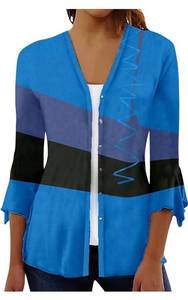 lot 778 image: GAANBODI 34 Sleeve Cardigan for Women 2023 Trendy Summer Button Open Front Lightweight Kimono Cardigans Casual Cover Up Tops size 2 XL