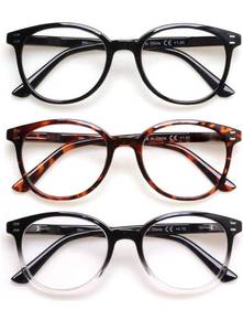 lot 794 image: 2.5 strength 3 Pack Reading Glasses Spring Hinge Stylish Readers BlackTortoise for Men and Women
