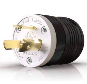 lot 797 image: ELEGRP NEMA L6-30P Locking Plug, Generator Twist Lock Adapter Plug, 30 Amp 250V 2 Pole 3 Wire Grounding, Industrial Grade Heavy Duty, UL Listed (1 Pack, BlackWhite)
