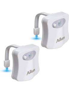 lot 812 image: Toilet Night Light 2Pack by Ailun Motion Sensor Activated LED, 8 Colors Changing Toilet Bowl Illuminate Nightlight for Bathroom Batte...