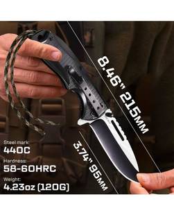 lot 824 image: Spring Assisted Pocket Knife - Survival Military Foldable Knife - Best Outdoor Camping Hunting Bushcraft EDC Folding Knife - Tactical Paracord Stainless Steel Pocket Knives wClip for Men 25443