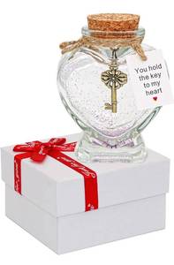 lot 826 image: KBFUSHI You Hold the Key to My Heart - Handmade Creative Decorative Bottle Gift for GirlfriendBoyfriend Valentines DayChristmas-Funny Ornament Gift for WifeHusband (Heart Shaped Jar)