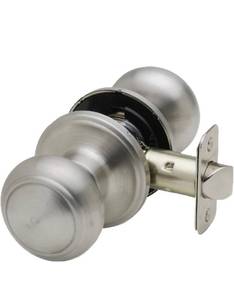 lot 831 image: Copper Creek Satin Stainless Door Knobs - Round Colonial Knob, 1 Pack, Interior Passage Handle Perfect for Home Improvement - Fits All Standard Doors - Hallway, Closet, Bedroom, Bathroom