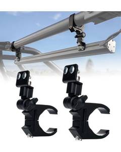 lot 843 image: Lupar UTV Chase Lightbars C-Clamp Mounting Bracket Universal Fits 1.75 - 2 Inch Rollcage Bar Mount, Heavy-Duty Aluminum Brackets for Off-Road RZR - 2 Pack RETAILS $36