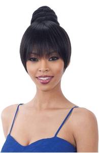 lot 846 image: SWIRL BUN BANG (4 Medium Brown) - Freetress Equal Synthetic Bun & China Bang