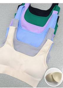 lot 849 image: Size Large OQQ Womens 2 Piece Medium Support Tank Top Ribbed Seamless Removable Cups Workout Exercise Sport Bra
