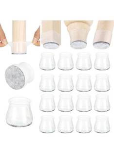 lot 855 image: Aneaseit Chair Leg Floor Protectors - 1 12 x 16 pcs Clear - Felt Bottom Silicone Pads for Hardwood Floors & Furniture Feet - Rubber...