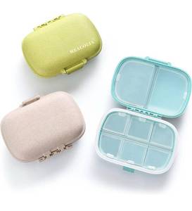 lot 864 image: MEACOLIA 3 Pack 8 Compartments Travel Pill Organizer, Daily Pill Case Small Pill Box for Pocket Purse, Portable Pill Container Medicine Vitamin Organizer (Multi-Colored)