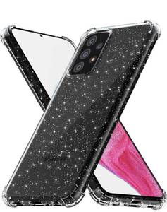 lot 867 image: Svanove for Samsung Galaxy A53 5G Phone Case Clear Glitter, Cute Sparkle Bling Sparkly Shiny Cover for Women Aesthetic Design, Transparent Thin Slim Flexible Soft TPU