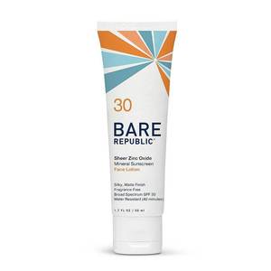 lot 871 image: Bare Republic Mineral Face Sunscreen Lotion Sheer Finish SPF 30 Reef Friendly Fragrance Free 40 Minute Water Resistance 1.7 OZ RETAILS $25