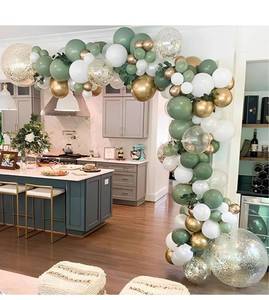 lot 873 image: GIHOO 137PCS Sage Green Balloon Garland Arch Kit White Gold Confetti Balloons Retro Green Balloon and Gold Metallic Chrome Latex Balloons for Wedding Birthday Baby Shower Decorations