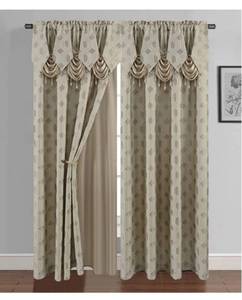 lot 878 image: GLORY RUGS 2pc Curtain Set with Panel Attached Valance and Backing 55X84 Each Ragad Collection