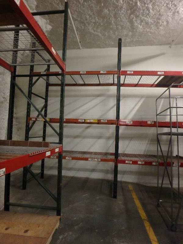 lot 574 image: 4 Sections of 12 Tall Pallet racking with Ridgerack connections