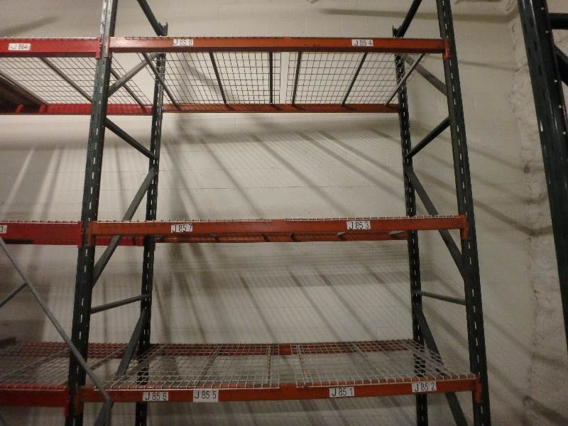 lot 575 image: 4 Sections of 12 Tall Pallet racking with Ridgerack connections