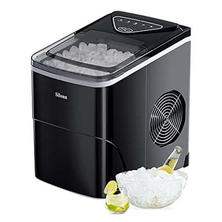 Silonn Ice Makers Countertop 9 Bullet Ice Cubes Ready in 6 Minutes, 26lbs in 24hrs Portable Ice Maker Machine Self-Cleaning, 2 Sizes of