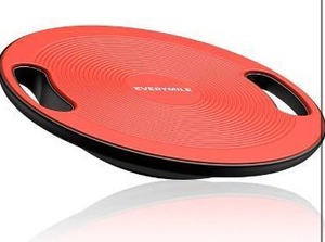 lot 1837 image: EVERYMILE Wobble Balance Board, Exercise Balance Stability Trainer Portable Balance Board with Handle for Workout Core Trainer Physical Therapy & Gym 15.7 Diameter No-Skid Surface