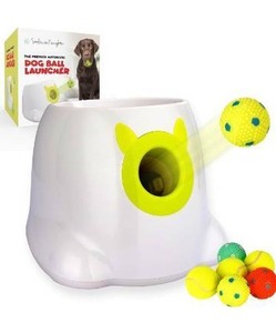 lot 1838 image: Automatic Dog Ball Thrower Launcher - Dog Fetch Machine for Small to Medium Sized Dogs, Adjustable Launch Distances, Ball Launcher for Dogs with 6 TennisLatex Balls, Dual Power, Ball Thrower for Dogs