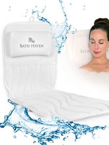 lot 1843 image: Bath Haven Bath Pillow for Bathtub - Full Body Mat & Cushion Headrest for Women and Men, Luxury Pillows for Neck and Back in Shower Tub or Jacuzzi - Powerful Suction Cups - Spa Accessories Deluxe