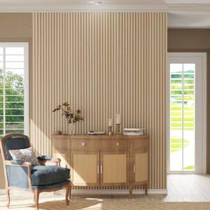 lot 1844 image: Oxdigi Wooden Slat Peel and Stick Wallpaper - Self-Adhesive Contact Paper with 3D Effect  Waterproof & Removable  PVC Contact Paper for Countertops & Cabinets  23.6 in x 16.4 ft  Light Wood