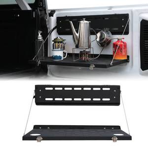 lot 1857 image: JROAD Bronco Single Layer Tailgate Rack for 2021 2022 Ford Bronco 24 Door Rear Foldable Cargo Shelf,