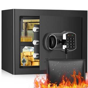 lot 1868 image: 1.2 Cub Home Safe Fireproof Waterproof, Fireproof Safe Box with Fireproof Money Bag, Digital Keypad Key and Removable Shelf, Personal Security Safe for Home Firearm Money Medicines Valuables