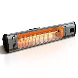 lot 1889 image: Heat Storm Tradesman 1,500-Watt Electric Outdoor Infrared Quartz Portable Space Heater with WallCeiling Mount and Remote, BlackSilver