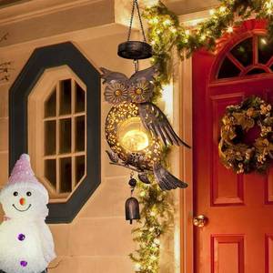 lot 1907 image: Beautyard Solar Wind Chimes Outdoor Owl Valentines Day Gifts Hanging Lanterns Christmas Decorations Solar Lights for Outside Garden Yard Art Unique Birthday Gifts
